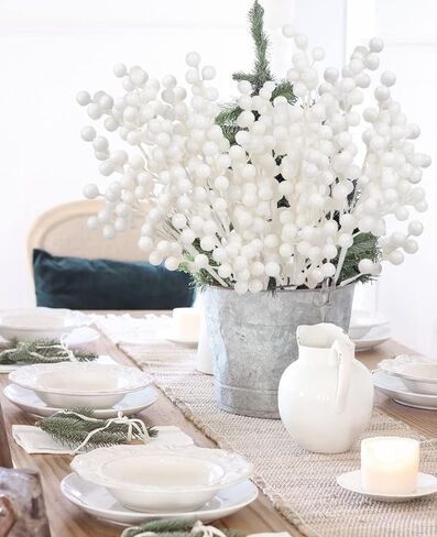 RECUTMS 5Pcs Red Berry Picks 15.7 Inches Artificial Christmas Holly Berries Stems Crafts Faux Burgundy Berry Branches for Christmas Tree Holiday Wedding DIY Wreath Winter Home Decor (Red) in Kuwait