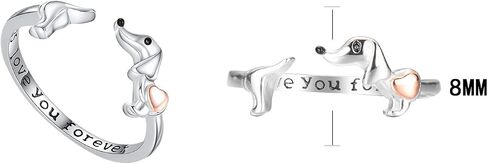 Dachshund Rings for Women, 925 Sterling Silver Cute Weiner Dog Stacking Statement Rings Fine Adjustable Puppy Animal Jewelry Dachshund Funny Gifts for Women Lovers in Saudi Arabia