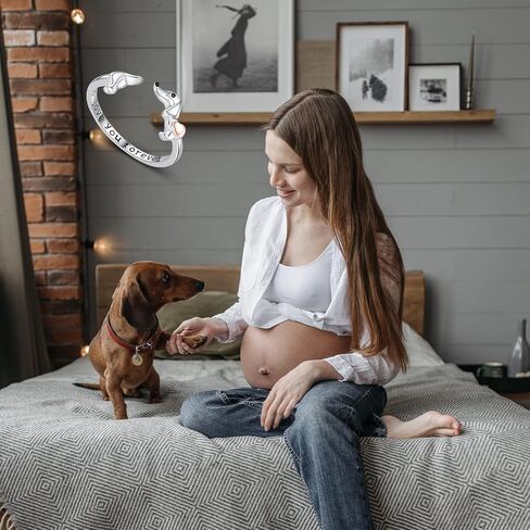 Dachshund Rings for Women, 925 Sterling Silver Cute Weiner Dog Stacking Statement Rings Fine Adjustable Puppy Animal Jewelry Dachshund Funny Gifts for Women Lovers in Saudi Arabia