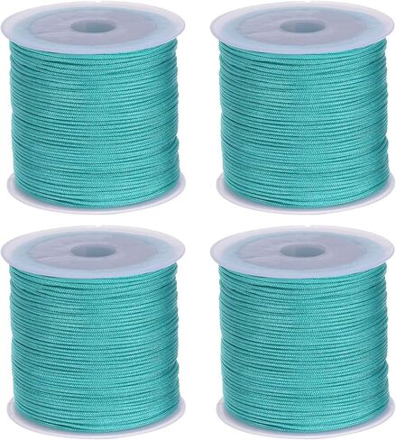 HARFINGTON 4 Rolls Nylon String Cord 45 Yards 0.8mm Nylon Cord Beading Satin String for Bracelet Jewelry Making Chinese Knotting Cord Necklaces Kumihimo Bracelets Craft, Golden Yellow in Saudi Arabia