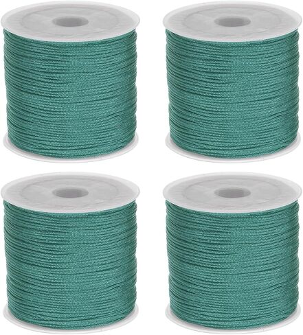 HARFINGTON 4 Rolls Nylon String Cord 45 Yards 0.8mm Nylon Cord Beading Satin String for Bracelet Jewelry Making Chinese Knotting Cord Necklaces Kumihimo Bracelets Craft, Golden Yellow in Saudi Arabia