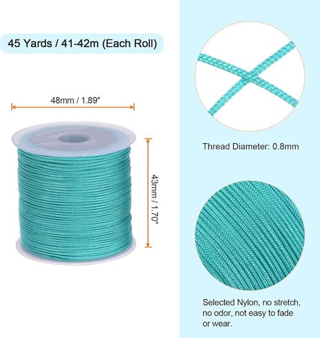 HARFINGTON 4 Rolls Nylon String Cord 45 Yards 0.8mm Nylon Cord Beading Satin String for Bracelet Jewelry Making Chinese Knotting Cord Necklaces Kumihimo Bracelets Craft, Golden Yellow in Saudi Arabia