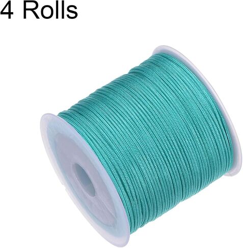 HARFINGTON 4 Rolls Nylon String Cord 45 Yards 0.8mm Nylon Cord Beading Satin String for Bracelet Jewelry Making Chinese Knotting Cord Necklaces Kumihimo Bracelets Craft, Golden Yellow in Saudi Arabia