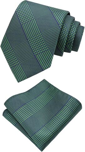 Mantieqingway Mens Tie Set with Pocket Square Solid Color Ties Set for Men, Classic Plaid Men's Necktie for Business Party in Kuwait