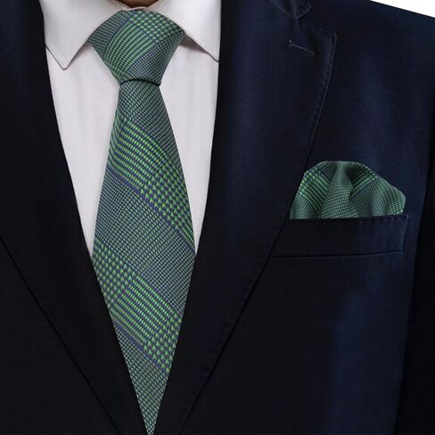 Mantieqingway Mens Tie Set with Pocket Square Solid Color Ties Set for Men, Classic Plaid Men's Necktie for Business Party in Kuwait