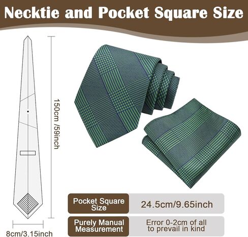 Mantieqingway Mens Tie Set with Pocket Square Solid Color Ties Set for Men, Classic Plaid Men's Necktie for Business Party in Kuwait
