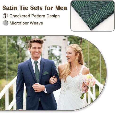 Mantieqingway Mens Tie Set with Pocket Square Solid Color Ties Set for Men, Classic Plaid Men's Necktie for Business Party in Kuwait
