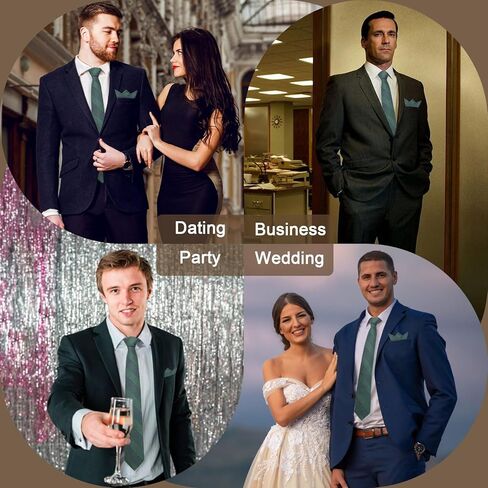 Mantieqingway Mens Tie Set with Pocket Square Solid Color Ties Set for Men, Classic Plaid Men's Necktie for Business Party in Kuwait