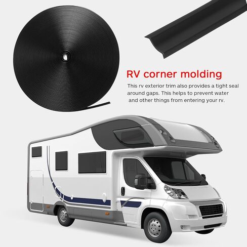 iplusmile 7/8" RV Vinyl Trim Molding Insert: 50FT Body Screw Cover Gutter Corner Channel Outside Seam Roof Edge Trim for Camper Travel Trailer in Saudi Arabia