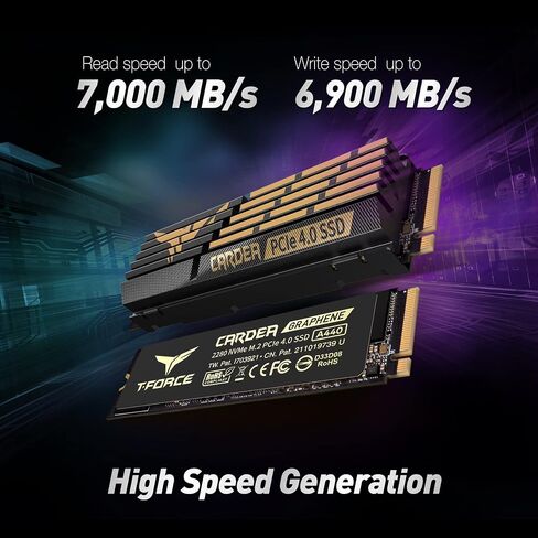 TEAMGROUP T-Force G70 PRO مبدد حرارة ألومنيوم 1 تيرابايت DRAM SLC Cache 3D TLC NAND NVMe InnoGrit PCIe Gen4x4 M.2 2280 SSD داخلي للألعاب يعمل مع PS5 للقراءة/الكتابة 7400/5500 ميجابايت/ثانية TM8FFH001T0C128 in Kuwait