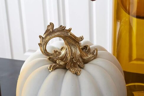 K&K Interiors 41488A-WH 3.5 Inch White Velvet Pumpkin w/Twisted Gold Stem in Saudi Arabia