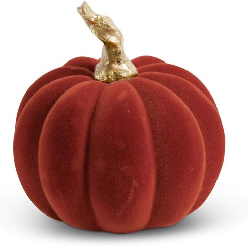 K&K Interiors 41488A-WH 3.5 Inch White Velvet Pumpkin w/Twisted Gold Stem in Saudi Arabia