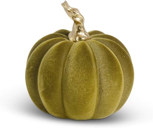 K&K Interiors 41488A-WH 3.5 Inch White Velvet Pumpkin w/Twisted Gold Stem in Saudi Arabia