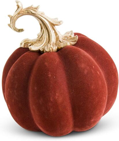 K&K Interiors 41488A-WH 3.5 Inch White Velvet Pumpkin w/Twisted Gold Stem in Saudi Arabia