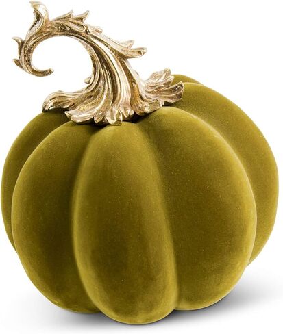 K&K Interiors 41488A-WH 3.5 Inch White Velvet Pumpkin w/Twisted Gold Stem in Saudi Arabia
