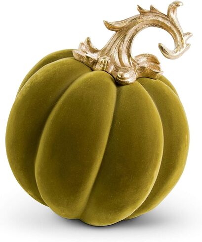 K&K Interiors 41488A-WH 3.5 Inch White Velvet Pumpkin w/Twisted Gold Stem in Saudi Arabia