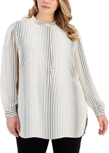 تونيك نسائي من Anne Klein بمقاس كبير Prtd Popover باللون الأبيض/Anne Blk in Saudi Arabia