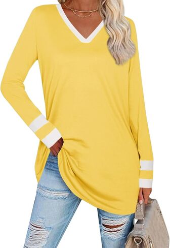 Women Oversized T Shirts Striped Colorblock Tees Long Sleeve Fall Tunics Tops for Leggings 2024 Cute Jersey Outfits in Kuwait