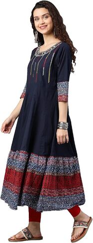 Yash Gallery Women's Cotton Embroidered Anarkali Kurtis in Saudi Arabia