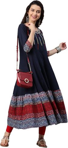 Yash Gallery Women's Cotton Embroidered Anarkali Kurtis in Saudi Arabia