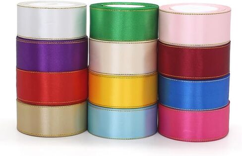 1-1/2 inch 300 Yard Satin Ribbon for Valentine‘s Day Flower Bouquet Arts Crafts Sewing 12 x 25 Yard Each Roll Ribbon for Trim Bow Merry Christmas Decoration (12 Colors Mix, 1-1/2 inch Width) in Saudi Arabia