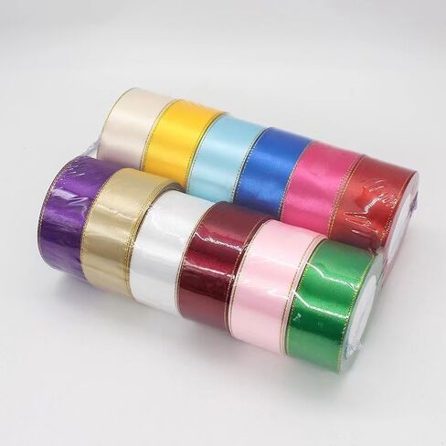 1-1/2 inch 300 Yard Satin Ribbon for Valentine‘s Day Flower Bouquet Arts Crafts Sewing 12 x 25 Yard Each Roll Ribbon for Trim Bow Merry Christmas Decoration (12 Colors Mix, 1-1/2 inch Width) in Saudi Arabia