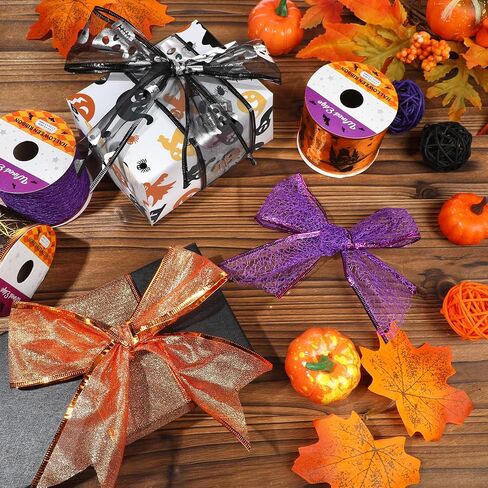 36 ياردة هالوين أشرطة سلكية 2.5 بوصة 6 لفات شريط الهالوين الخفافيش الهيكل العظمي شبكات العنكبوت طباعة الشريط الحرفية شريط تغليف الهدايا المخيف لإكليل القوس صنع ديكور الهالوين بنفسك in Kuwait