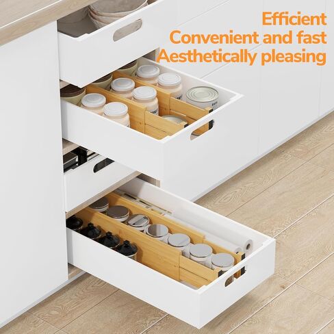 BAMEOS 4" High Drawer Dividers Bamboo Separators Organization Expandable Organizers for Kitchen Bedroom Bathroom Dresser Office 4-pack in Kuwait