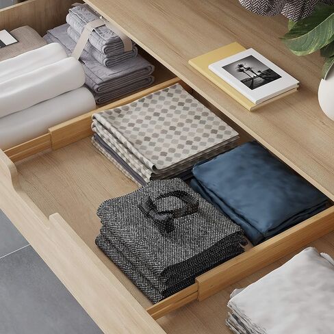 BAMEOS 4" High Drawer Dividers Bamboo Separators Organization Expandable Organizers for Kitchen Bedroom Bathroom Dresser Office 4-pack in Kuwait