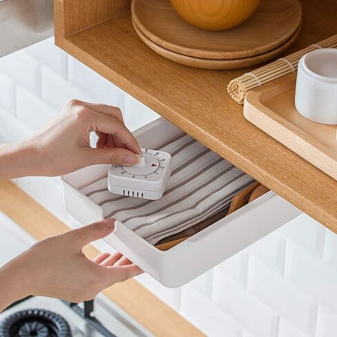 Poeland Under Desk Drawer Storage Organizer Storage Self-Stick Pop-up Hanging Pencil Table Drawer for Office Home School White in Saudi Arabia