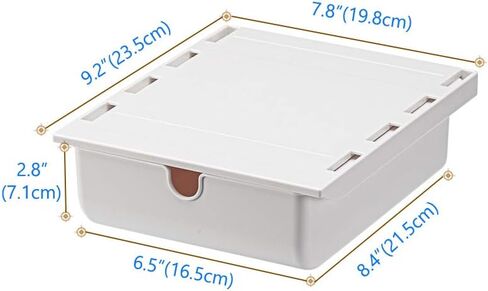 Poeland Under Desk Drawer Storage Organizer Storage Self-Stick Pop-up Hanging Pencil Table Drawer for Office Home School White in Saudi Arabia