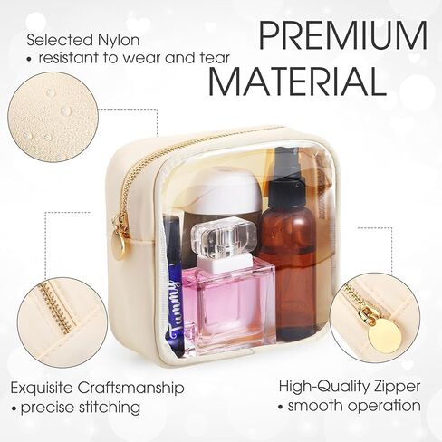 Meanplan 3 Pcs Clear Cosmetic Bag Mini Waterproof Makeup Bag Women Small Portable Cosmetic Bag for Purse Zipper Cute Pouches Make up Toiletry Travel Purse in Saudi Arabia