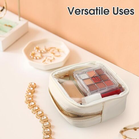 Meanplan 3 Pcs Clear Cosmetic Bag Mini Waterproof Makeup Bag Women Small Portable Cosmetic Bag for Purse Zipper Cute Pouches Make up Toiletry Travel Purse in Saudi Arabia