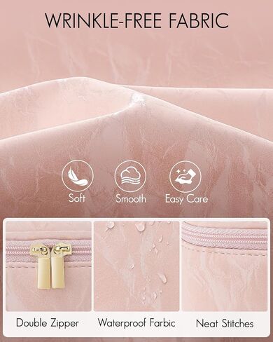 Vlando Travel Makeup Bag,Small Travel Makeup Organizer Bag for Women Portable Make up Cosmetic Bag, Wedding Gift Birthday Gift for Women Girls Purse-Apricot White in Kuwait