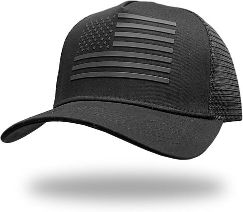 قبعة سائق شاحنة العلم الأمريكي، سيليكون طباعة علم الولايات المتحدة، قبعة Snapback قابلة للتعديل، جوانب شبكية مسامية، للرجال والنساء، شركة مملوكة للمحاربين القدامى من تشارلستون ساوث كارولينا أسود in Saudi Arabia