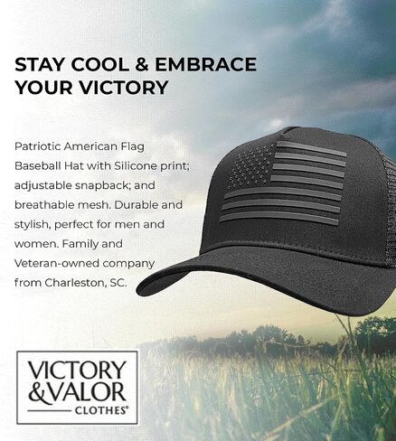 قبعة سائق شاحنة العلم الأمريكي، سيليكون طباعة علم الولايات المتحدة، قبعة Snapback قابلة للتعديل، جوانب شبكية مسامية، للرجال والنساء، شركة مملوكة للمحاربين القدامى من تشارلستون ساوث كارولينا أسود in Saudi Arabia