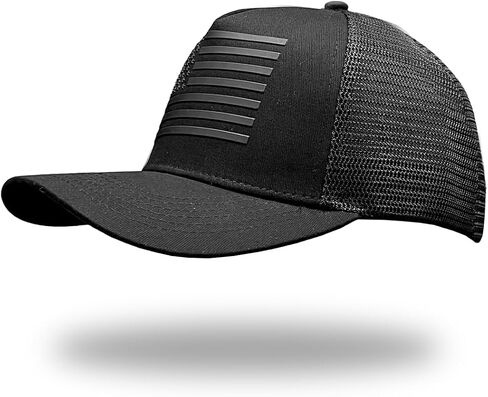 قبعة سائق شاحنة العلم الأمريكي، سيليكون طباعة علم الولايات المتحدة، قبعة Snapback قابلة للتعديل، جوانب شبكية مسامية، للرجال والنساء، شركة مملوكة للمحاربين القدامى من تشارلستون ساوث كارولينا أسود in Saudi Arabia