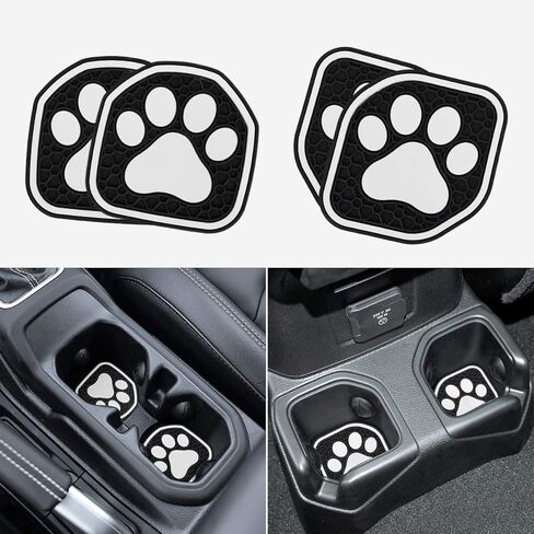 Auovo Auto Cup Holder Inserts Coaster Fit for 2018-2023 Wrangler JL JLU 2020-2023 Gladiator JT Cup Mat Pad Interior Decoration Accessories (4 Pcs Kit) (Red JL, for deep Rear Cup Holders) in Kuwait