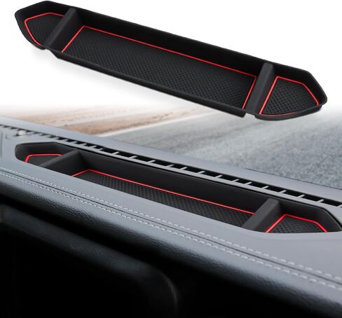 حصيرة صينية تنظيم السيليكون من Auovo متوافقة مع 2018-2023 Wrangler JL JLU 2020-2023 Gladiator JT Accessories وسادات وحدة التحكم المركزية وزخرفة الديكور الداخلي للسيارة (أسود) in Kuwait