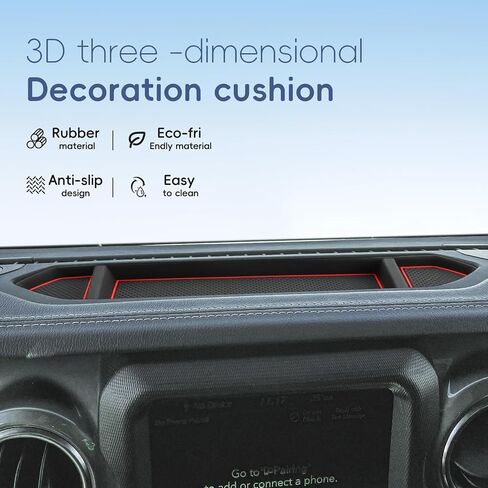 حصيرة صينية تنظيم السيليكون من Auovo متوافقة مع 2018-2023 Wrangler JL JLU 2020-2023 Gladiator JT Accessories وسادات وحدة التحكم المركزية وزخرفة الديكور الداخلي للسيارة (أسود) in Kuwait
