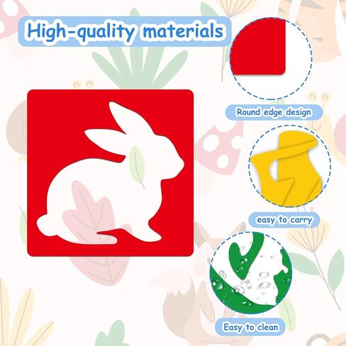 24 Pieces Garden Chalk Stencils for Kids Outside Drawing Stencils Painting Sidewalk Stencils with Cute Template for Kids Toddlers Preschooler (6Inch) in Saudi Arabia