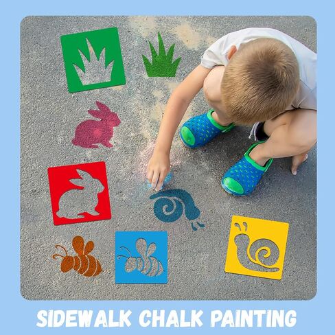 24 Pieces Garden Chalk Stencils for Kids Outside Drawing Stencils Painting Sidewalk Stencils with Cute Template for Kids Toddlers Preschooler (6Inch) in Saudi Arabia