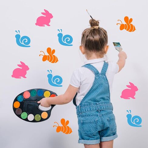 24 Pieces Garden Chalk Stencils for Kids Outside Drawing Stencils Painting Sidewalk Stencils with Cute Template for Kids Toddlers Preschooler (6Inch) in Saudi Arabia