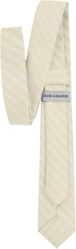 Jacob Alexander Men's Silk Blend Solid Color 2.5 inch Width Chevron Slim Neck Tie in Kuwait