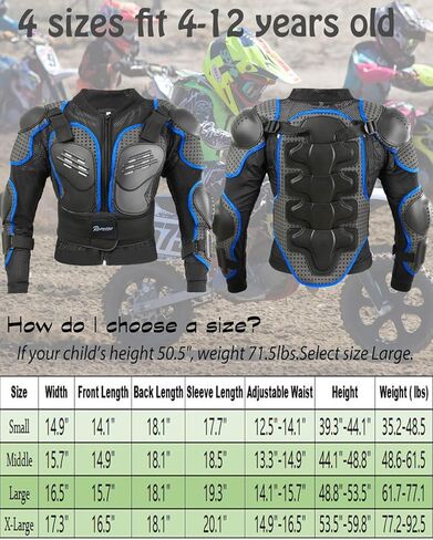 Kids Motorcycle Jakcet-Dirk Bike Gear,Youth Motocross Armor Suit,Back Chest Eblow Protection in Kuwait