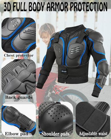 Kids Motorcycle Jakcet-Dirk Bike Gear,Youth Motocross Armor Suit,Back Chest Eblow Protection in Kuwait