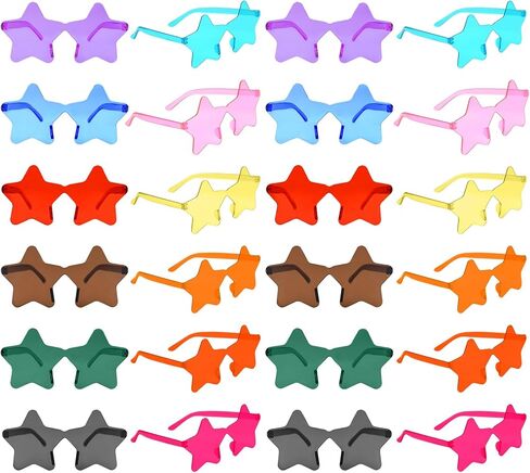 8/12/24/36/48 Pack Star Sunglasses Bulk Colorful Rimless Star Glasses Transparent Candy Color Sunglass for Adult Kids in Kuwait