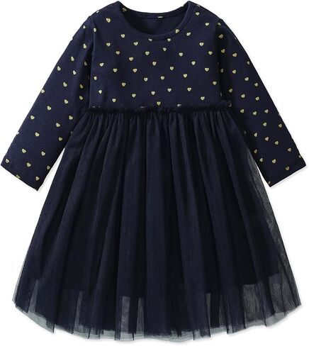Girls Dresses for Winter Long Sleeve Toddler Girls Clothes Party Tulle Cotton Casual Dresses in Saudi Arabia