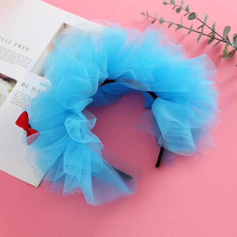 Blue Fluffy Tulle Headband Halloween Costume Headwear Dress up Hair Accessories in Saudi Arabia
