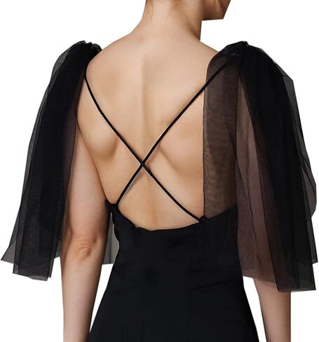 2 Pcs Short Tulle Shoulder Cape Bridal Veil Short Bridal Veil Decoration for Wedding Dress for women in Saudi Arabia